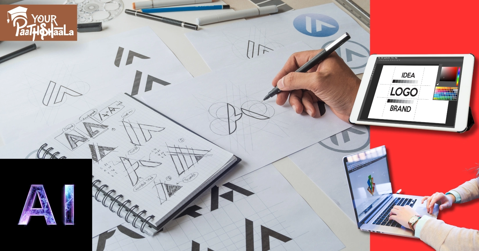 How to Use AI for Logo Design: New Tools vs Traditional Methods in 2025 - YourPaathshaala Graphic Designing Course in Raipur.